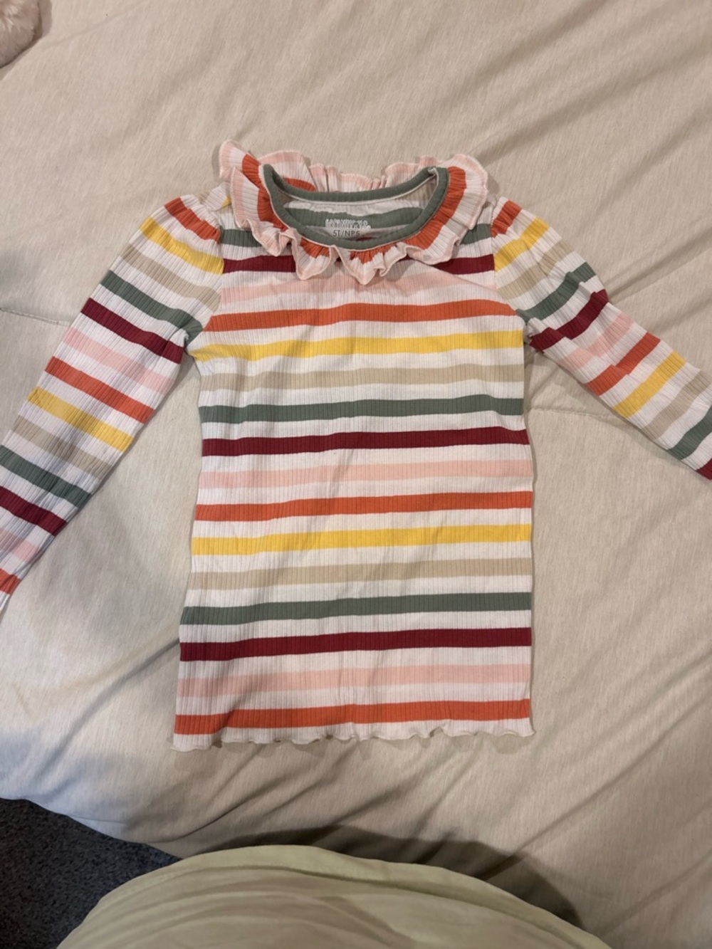 Garanimals Long-Sleeve Ruffle Neck Striped Top - Multi Color